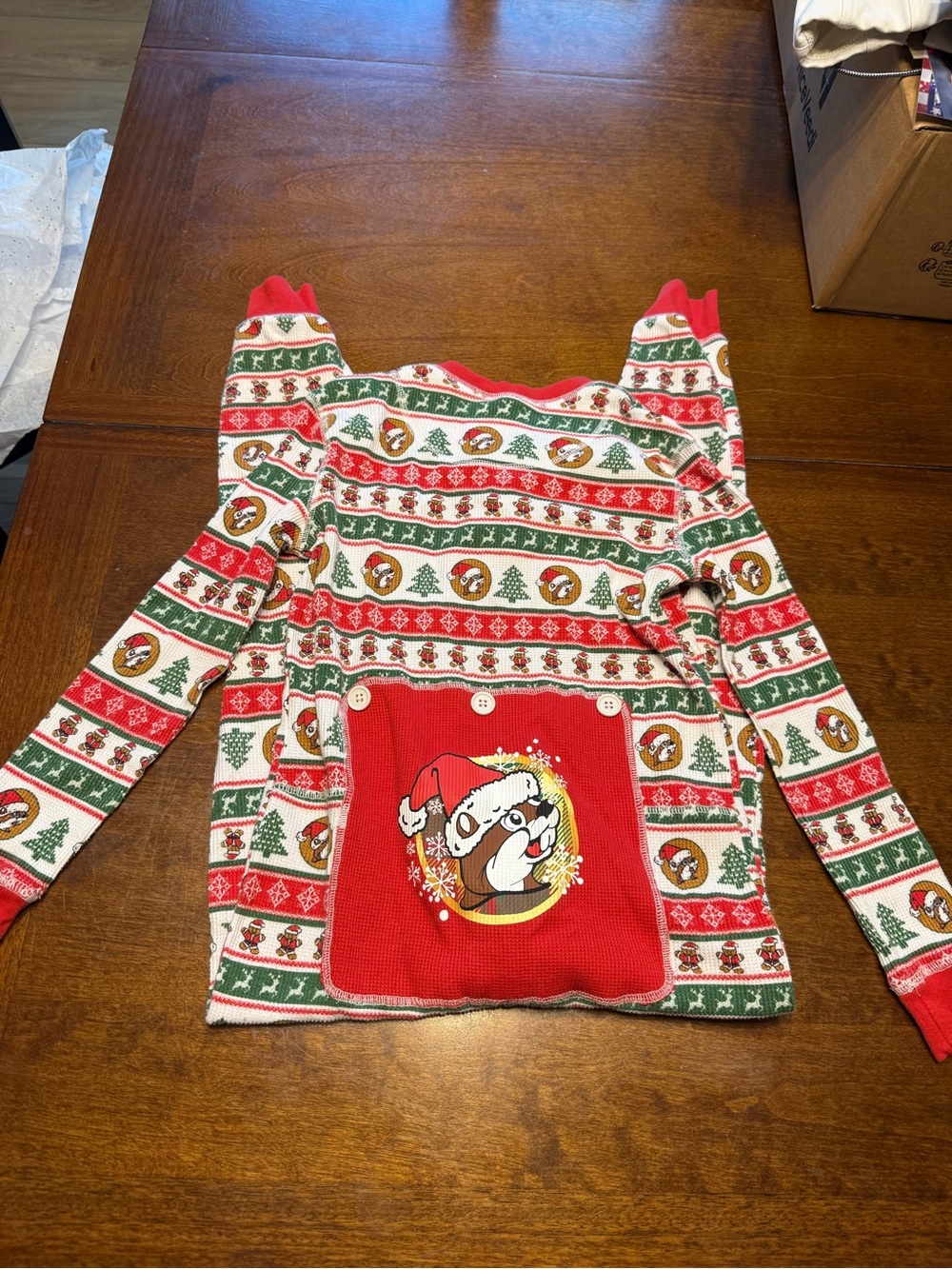 Buc-ee's Youth Beaver Inspired Striped XMas Christmas One Piece Pajamas Size YS